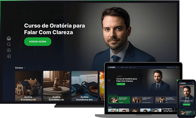 App Elero Aulas Online rodando na TV, no notebook e no celular